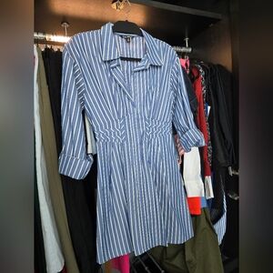 Steve Madden Blue and White Striped Shirt